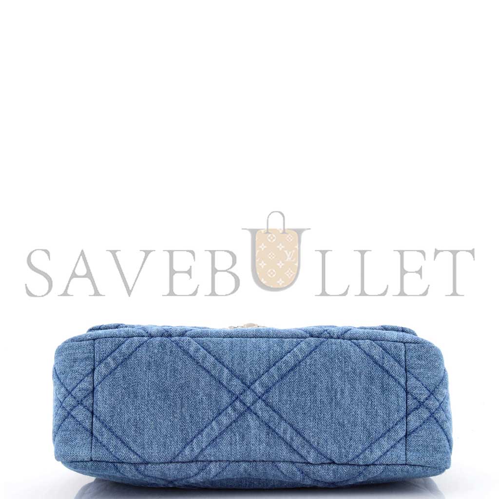 CHANEL BLUE QUILTED DENIM CHANEL 19 FLAP BAG AS1160 (26*16*9cm)